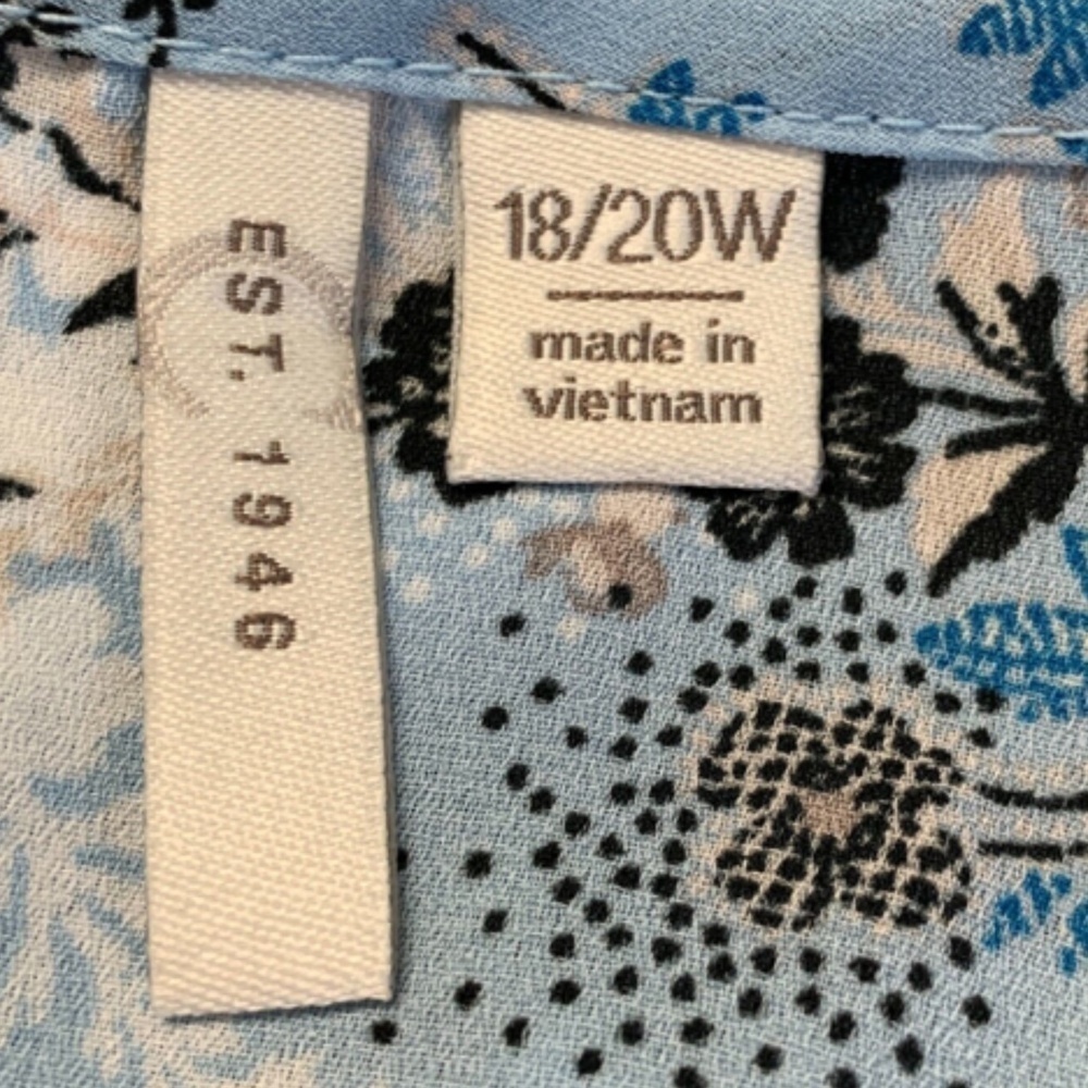 C EST. 1946 Bell Sleeve Floral Peasant Top Plus Sz 18/20W Blue BOHO #257J - Picture 6 of 8
